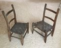 Pair Of Antique Wooden Children/Toddler Chairs - Splint Weave Seats