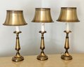 Set Of 3 Brass Finish Table Lamps