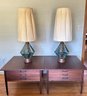 Large Pair Of 60's Mid-Century Modern Ceramic Lamps - With Original Shades