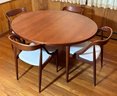 Vintage Danish Modern Johannes Andersen Teak Dining Table For MM Moreddi - W/ 2 Extension Leaves