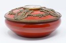 Antique French Porcelain And Bronze Ormolu Powder Bowl - Painted Cameo