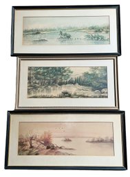 3 Original Paintings On Paper - Waterscapes