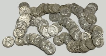 Lot Of 80 Silver US Quarters (1960-1964) - 90 Percent Pure Silver (498.11 Grams / 17.57 Ounces)