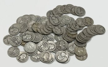 Lot Of 84 Silver US Quarters (1934-1953) - 90 Percent Pure Silver (511.83 Grams / 18.05 Ounces)