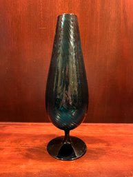 Emerald Colored Glass Stemmed Vase