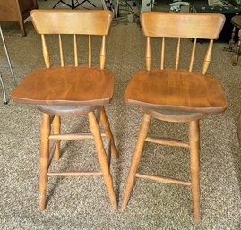 Pair Of S. Bent & Bros. Faux Bamboo Counter-Height Stools
