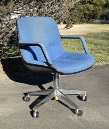 Vintage Blue Swivel Desk Chair On Casters