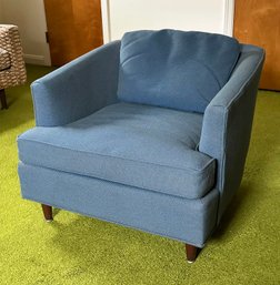 Vintage Mid-Century Modern Blue Upholstered Armchair