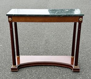 Bombay Company Neoclassical / Empire Style Marble Top Mahogany Console Table