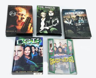 5 Different DVD Box Sets - Scrubs, 24, CST, Entourage, And The Shield
