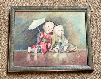 Original Watercolor On Paper - Asian Dolls