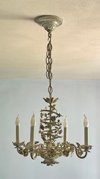 Vintage Chandelier With Toleware Vines And Flowers