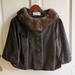 Vintage Broad Curl By City Fur Co. Persian Lamb Cropped Coat With Fur Collar