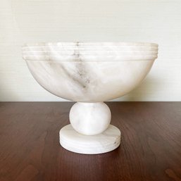 Large Vintage Italian Alabaster Pedestal Compote Bowl