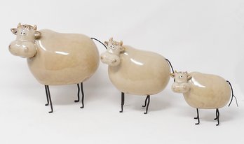 Set Of 3 Porcelain Cow Figurines