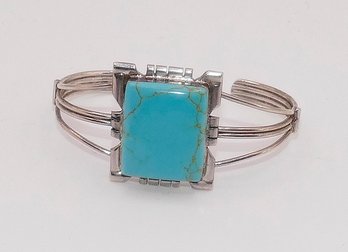 Native American Sterling Silver And Turquoise Cuff Bracelet