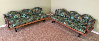 1960's Pair Of Frank & Sons Modern Day Beds - With Original Fabric
