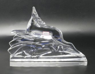 Baccarat Crystal Deer Art Deco Style Sculpture - Never Used In Box