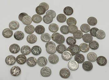 53 US Dimes - Mercury & Roosevelt - 90 Percent Silver