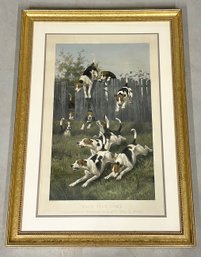 Original 1883 Thomas Blinks Hand-Colored Engraving / Hunting Print 'Here They Come'