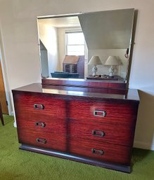 Vintage 1960's Six-Drawer Dresser With Vanity Mirror