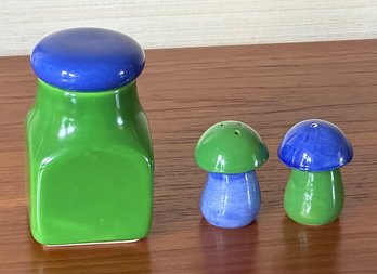 Vintage Fitz & Floyd (FF) Japan Mushroom Salt / Pepper Shakers And Small Lidded Jar