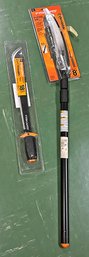 2 Different Fiskars Yard Tools - 18' Machete Saw (New In Package) & 8' Extendable Pruning Saw (Like New)