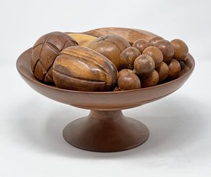 Vintage Mid-Century Modern Wooden Fruit Bowl Arrangement