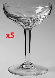 Set Of 5 Baccarat Champagne/Tall Sherbet Glasses - Genova Cut - Never Used