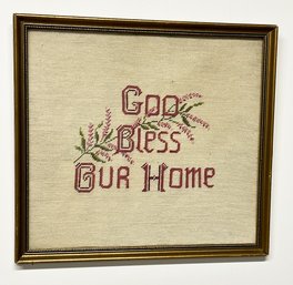 God Bless Our Home - Framed Needlepoint