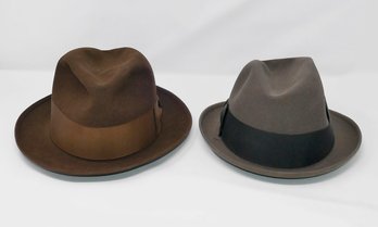 Pair Of Vintage Men's Fedora Hats - Royal Stetson & Cavanagh - Size 7 1/8