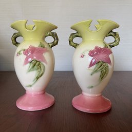 Pair Of 1950s Hull Pottery Woodland Vases - Never Displayed