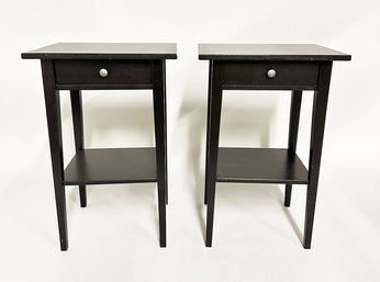 Pair Of Ikea Hemnes Nightstands, In Black-brown (Cost $260)