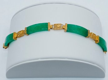 Jade & Gold Metal Bracelet