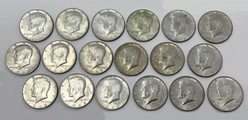 18 US JFK Half Dollar Coins (1967-1969)