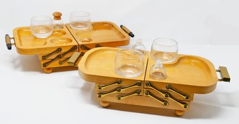 Pair Of Karoff 1950's Mid-Century Expanding Buffet Charcuterie Serving Tray