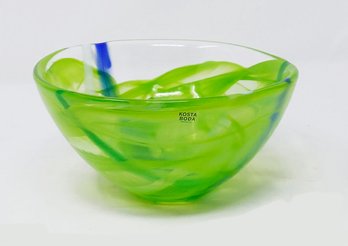 Kosta Boda Green Contrast Bowl - Swedish Art Glass