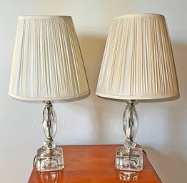 Pair Of Vintage Hand Cut Crystal Table Lamps