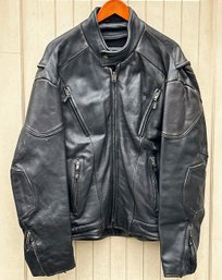 Men's Leather Motorcycle Jacket - Size L/XL