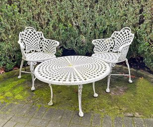 Wrought Metal Outdoor Chairs And Coffee Table Set
