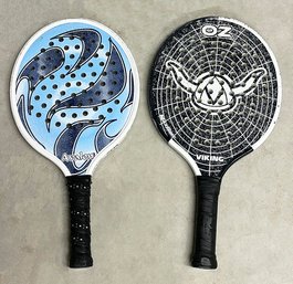 Pair Of Viking Paddleball Platform Tennis Paddles / Racquets - O-zone OZ & Avalon