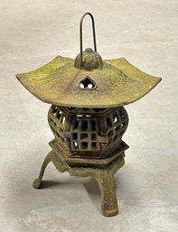 Vintage Japanese Iron Pagoda Garden Candle Lantern