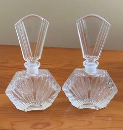 Pair Of Vintage Lead Crystal Perfume Bottles