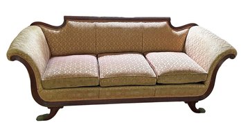 Vintage Upholstered Mahogany Duncan Phyfe Sofa
