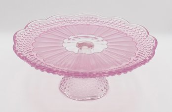Vintage Pink Glass Hobnail Pedestal Cake Stand