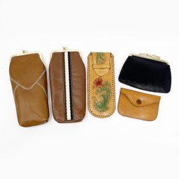 Lot Of 5 Vintage 1950s/60s Leather Eyeglass Cases & Coin Pouches - Princess Gardner