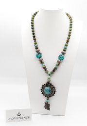 Vintage Chinese Metal And Beaded Necklace