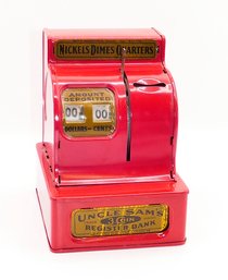 Uncle Sam's 3-Coin Register Bank - In Red