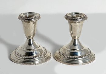 Pair Of Empire Sterling Silver Candlestick Holders