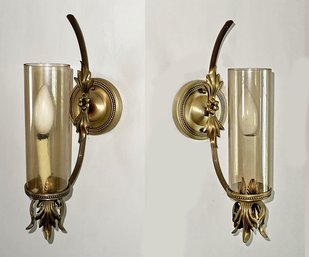 Pair Of Vintage Brass Wall Sconces